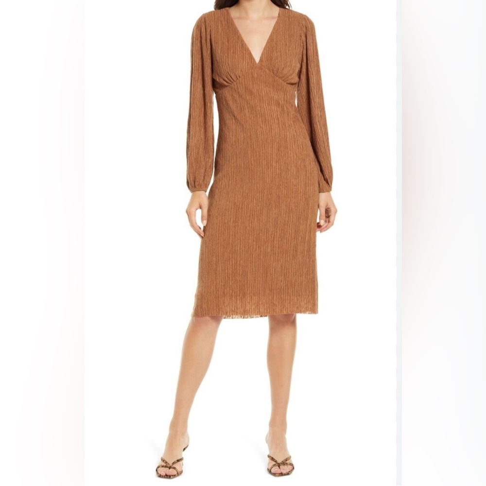 Nordstrom All in Favor Plissé Empire Waist MIDI Dress